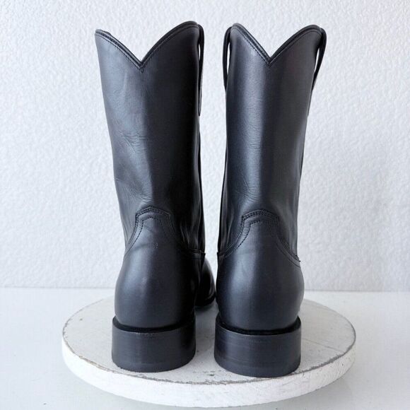 Lane Black Cowboy Boots Mens 10 D Square Toe Western Smooth Leather No Accents - Picture 3 of 11